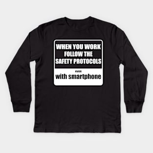 Safety protocols with phone Kids Long Sleeve T-Shirt